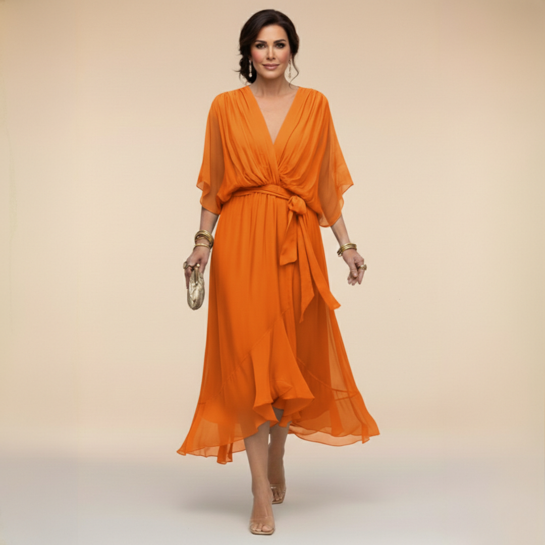 Alessia | Abito in chiffon con scollo a V