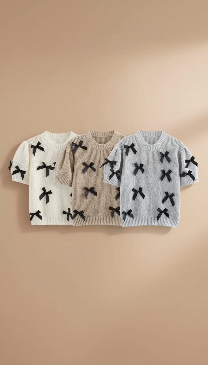 Gemma | Maglione a maniche corte con fiocchi