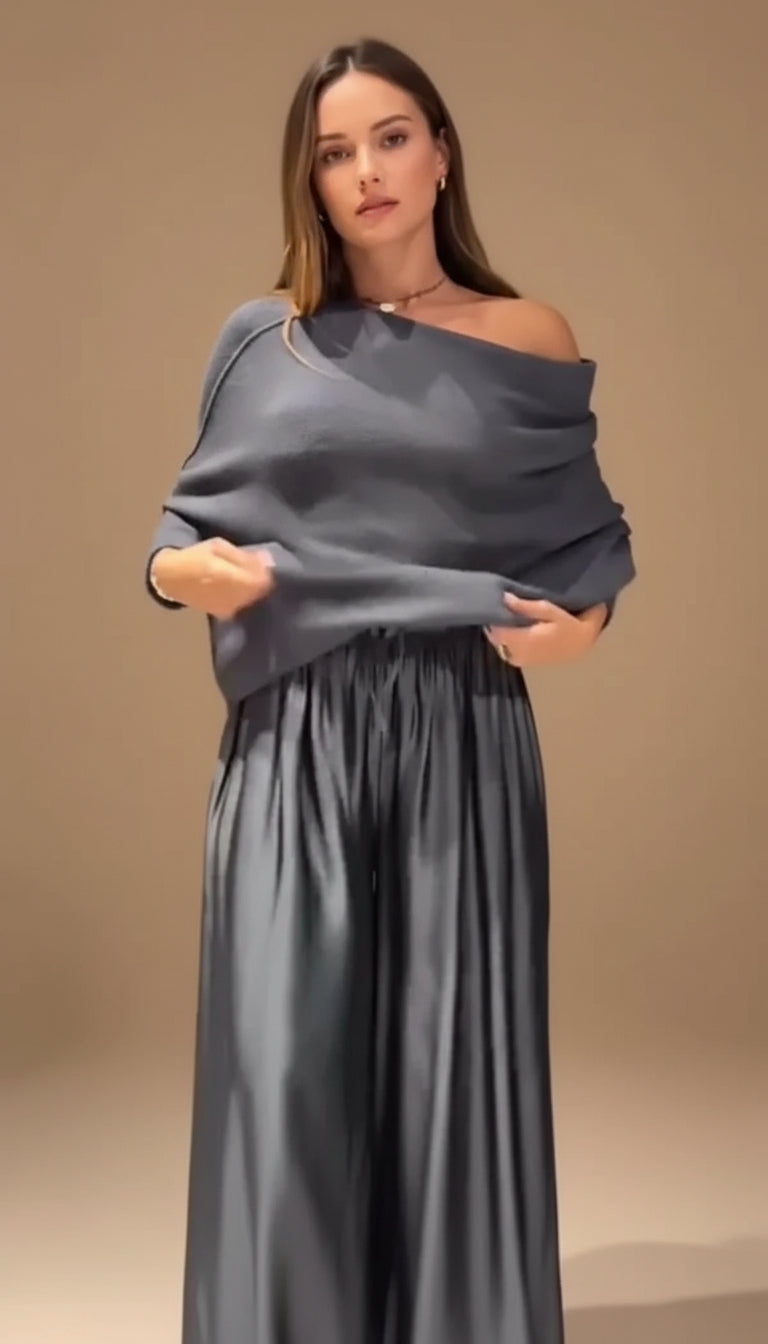 Emanuela | Completo con scollo Bardot e gamba larga