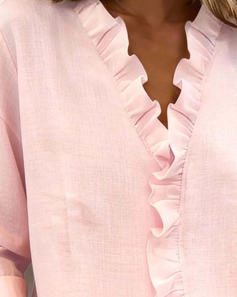 Gelsomina | Blusa con scollo a V e volant