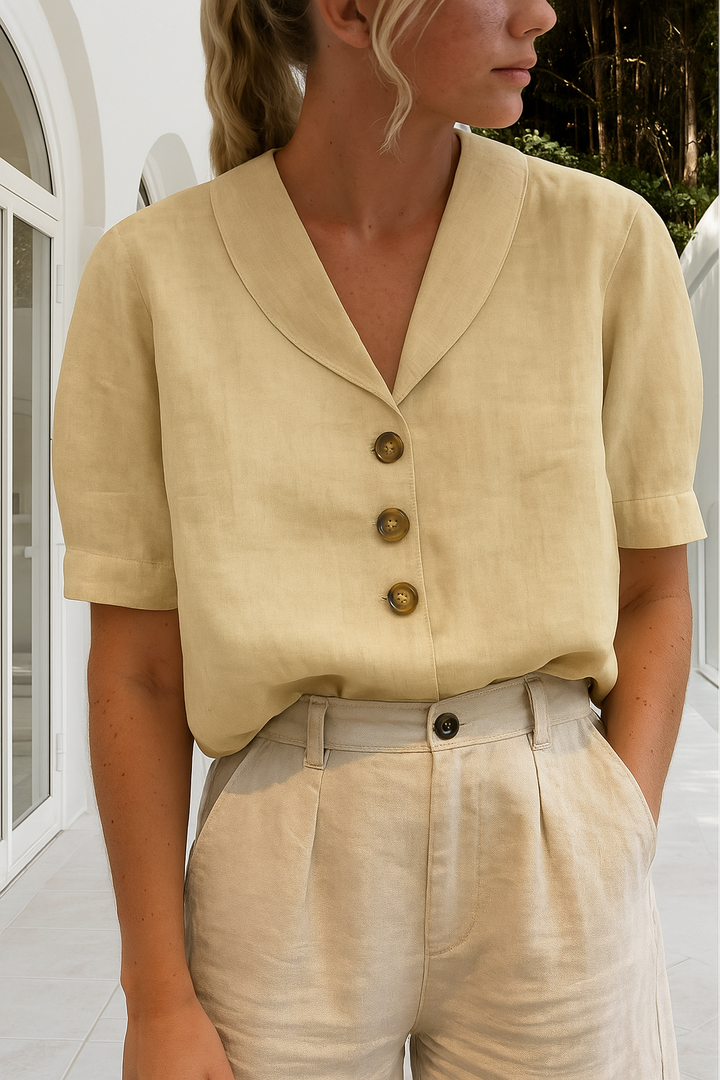Edvige | Blusa in lino con scollo a portafoglio
