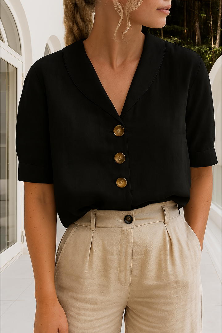 Edvige | Blusa in lino con scollo a portafoglio