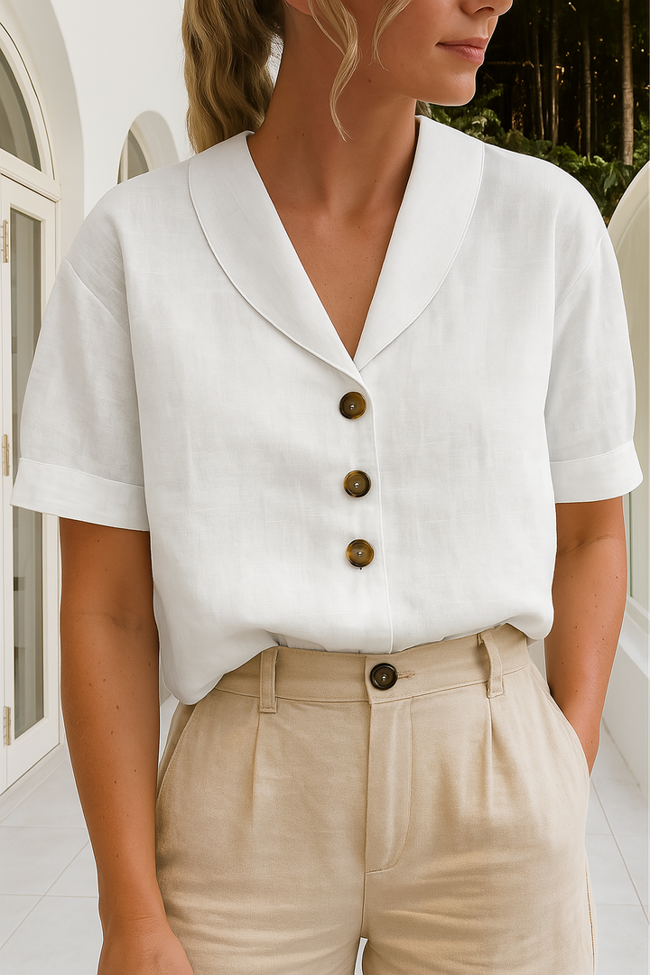 Edvige | Blusa in lino con scollo a portafoglio