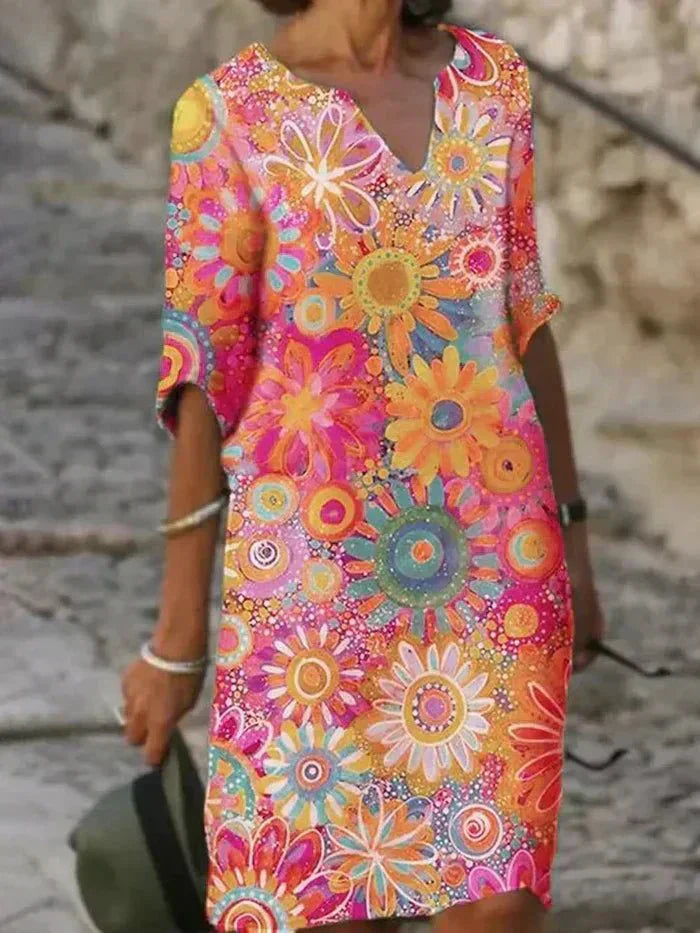 Ester | Abito midi floreale con scollo a V