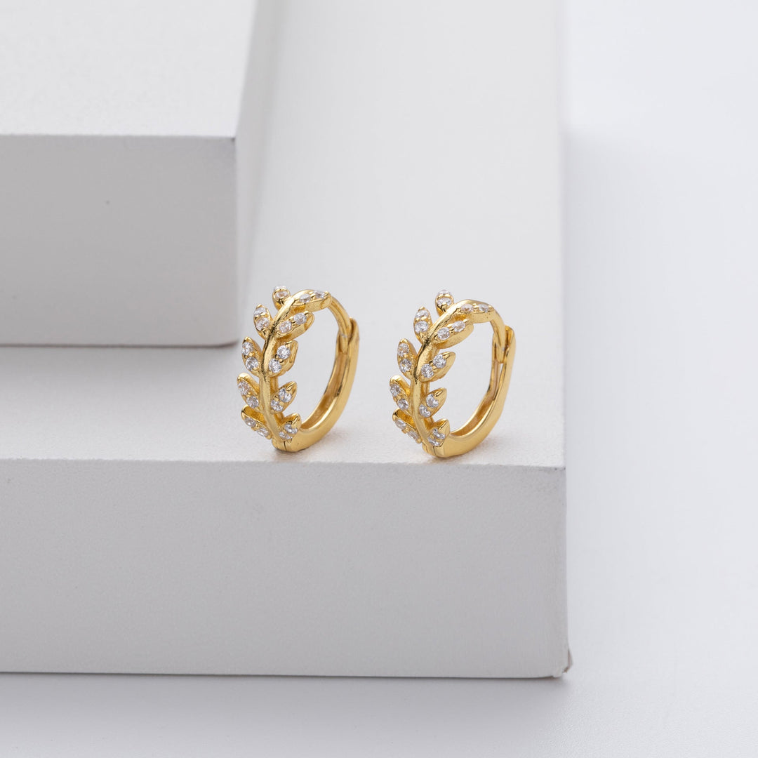 Orecchini a Cerchio a Foglia in Argento