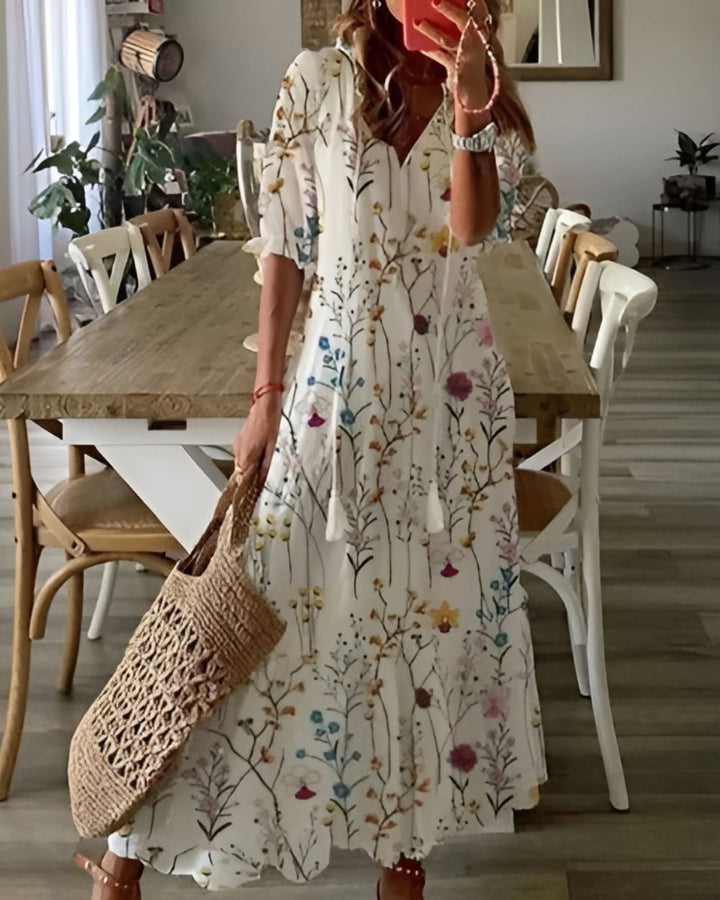 Enrica | Abito lungo boho floreale