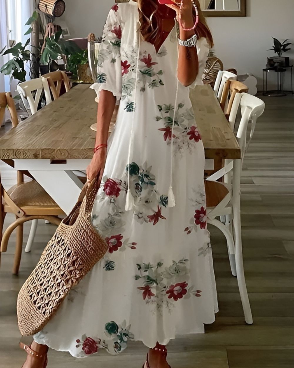 Enrica | Abito lungo boho floreale