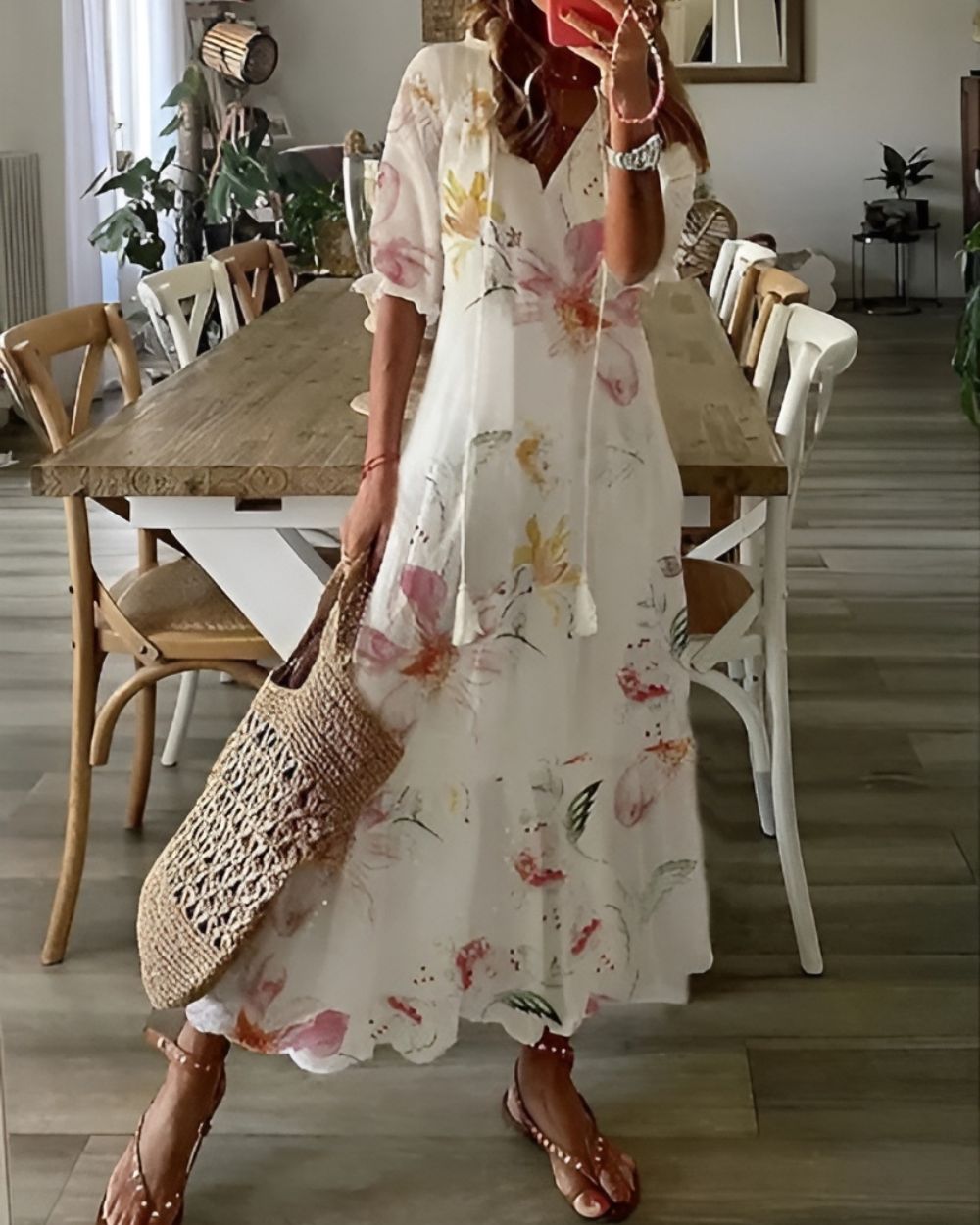 Enrica | Abito lungo boho floreale