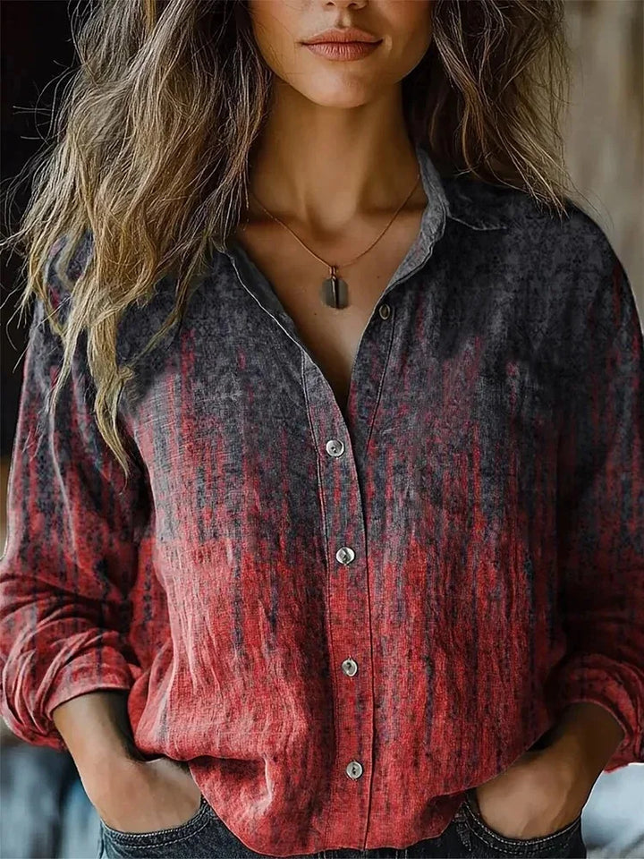 Fioralba | Blusa floreale in lino con bottoni