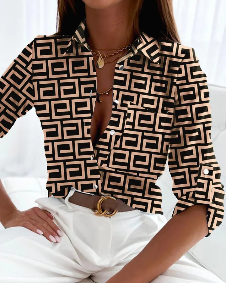 Annabella | Blusa in lino con stampa artistica