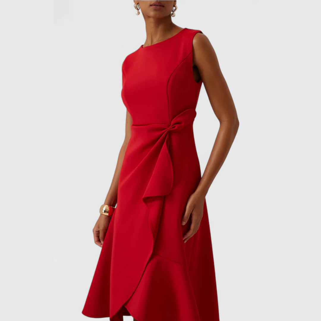 Cosima | Abito midi drappeggiato con orlo asimmetrico