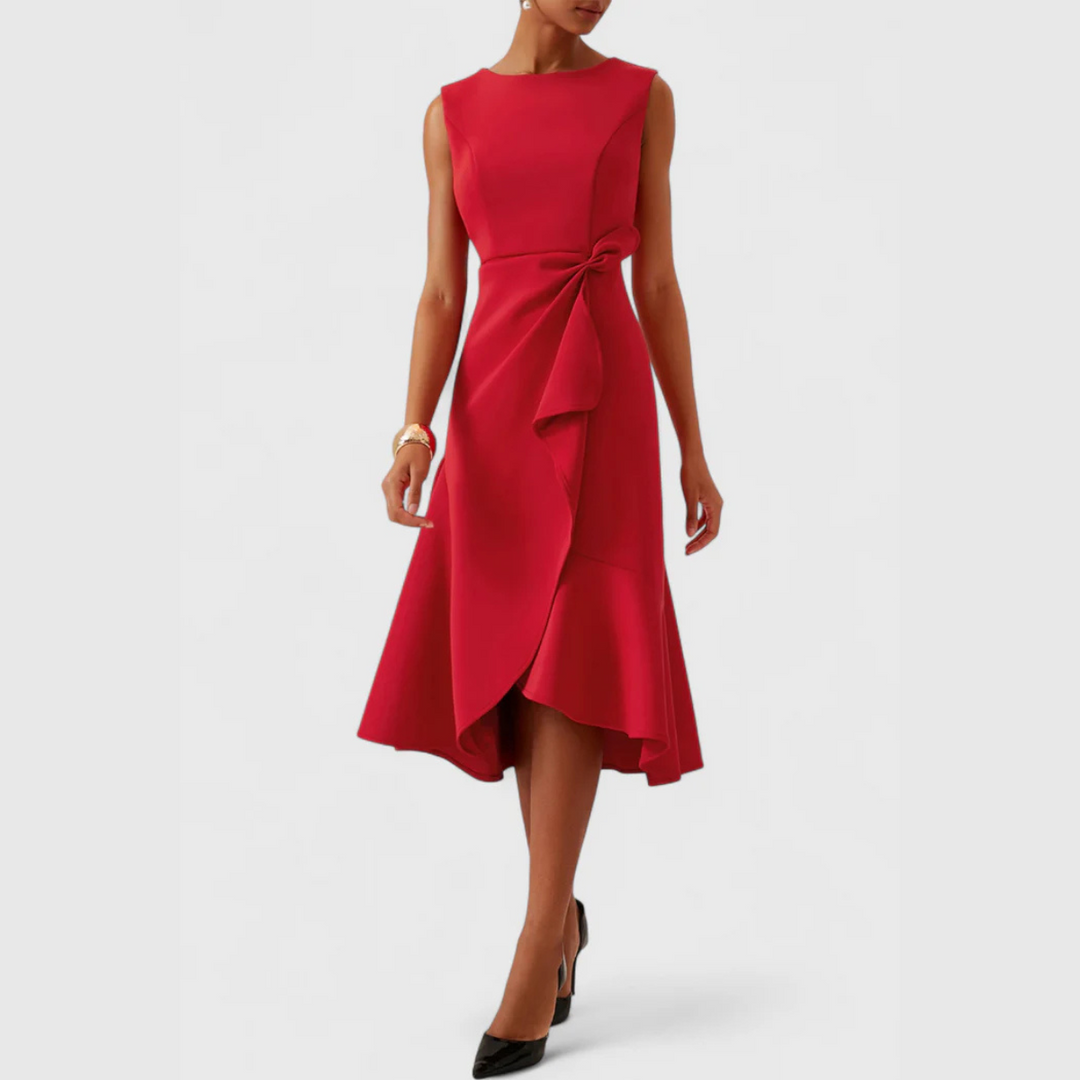 Cosima | Abito midi drappeggiato con orlo asimmetrico