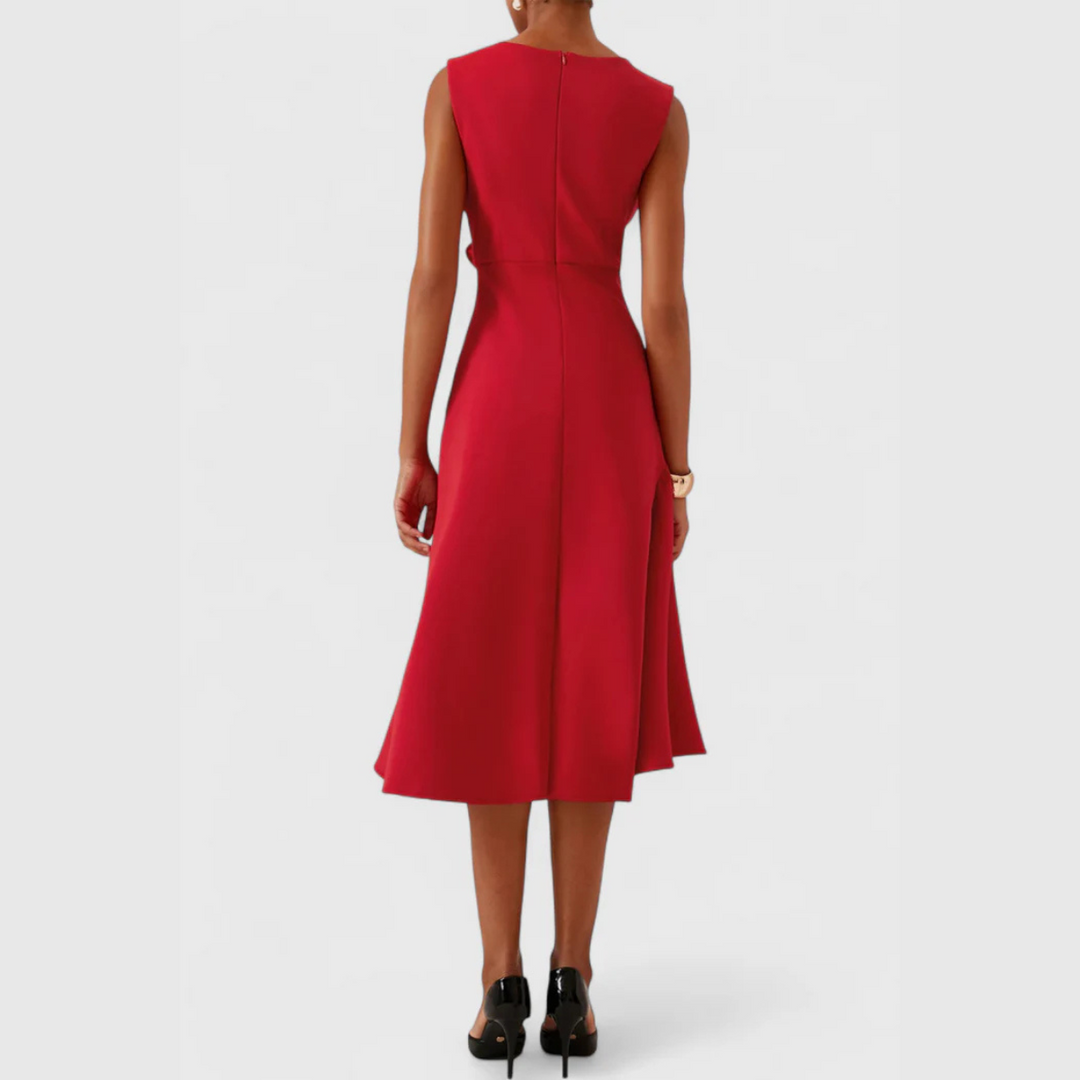 Cosima | Abito midi drappeggiato con orlo asimmetrico