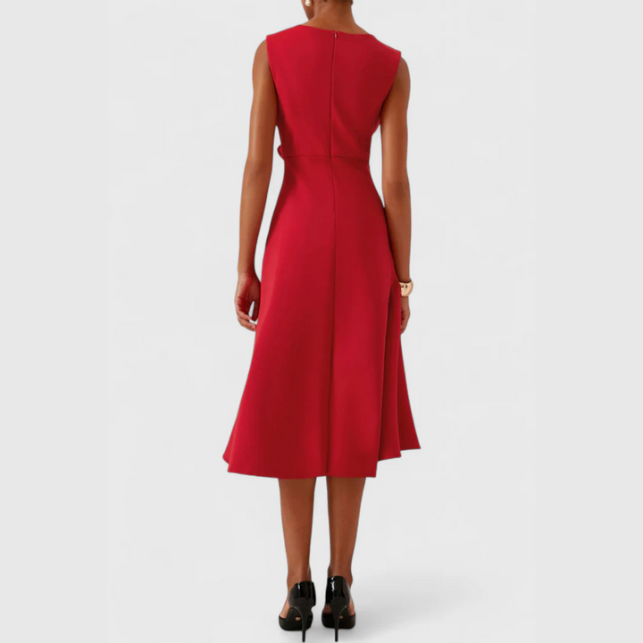 Cosima | Abito midi drappeggiato con orlo asimmetrico