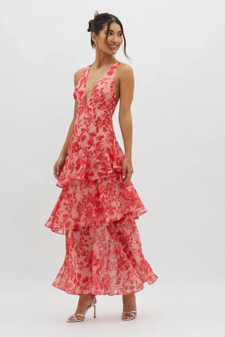 Flavia | Abito midi floreale con tasche