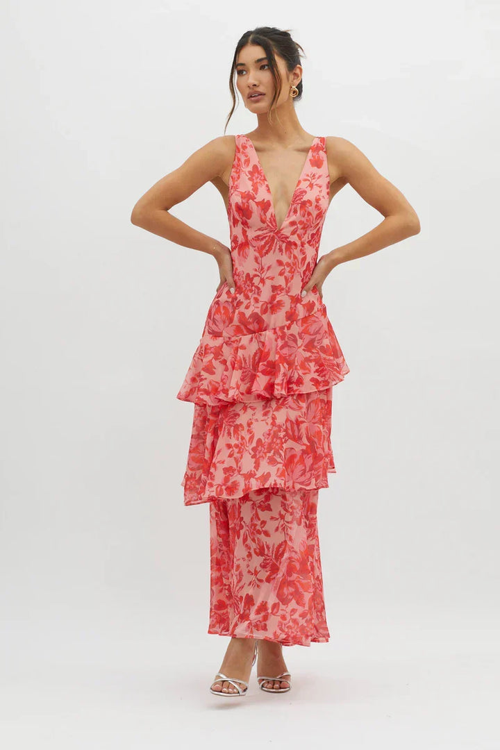 Flavia | Abito midi floreale con tasche