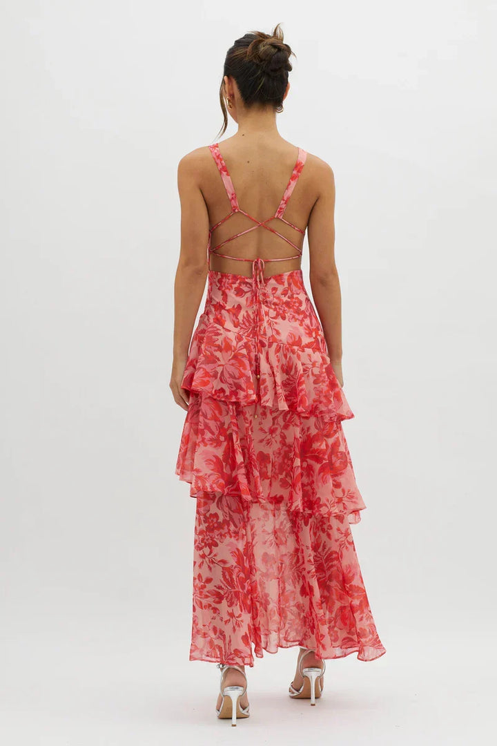 Flavia | Abito midi floreale con tasche