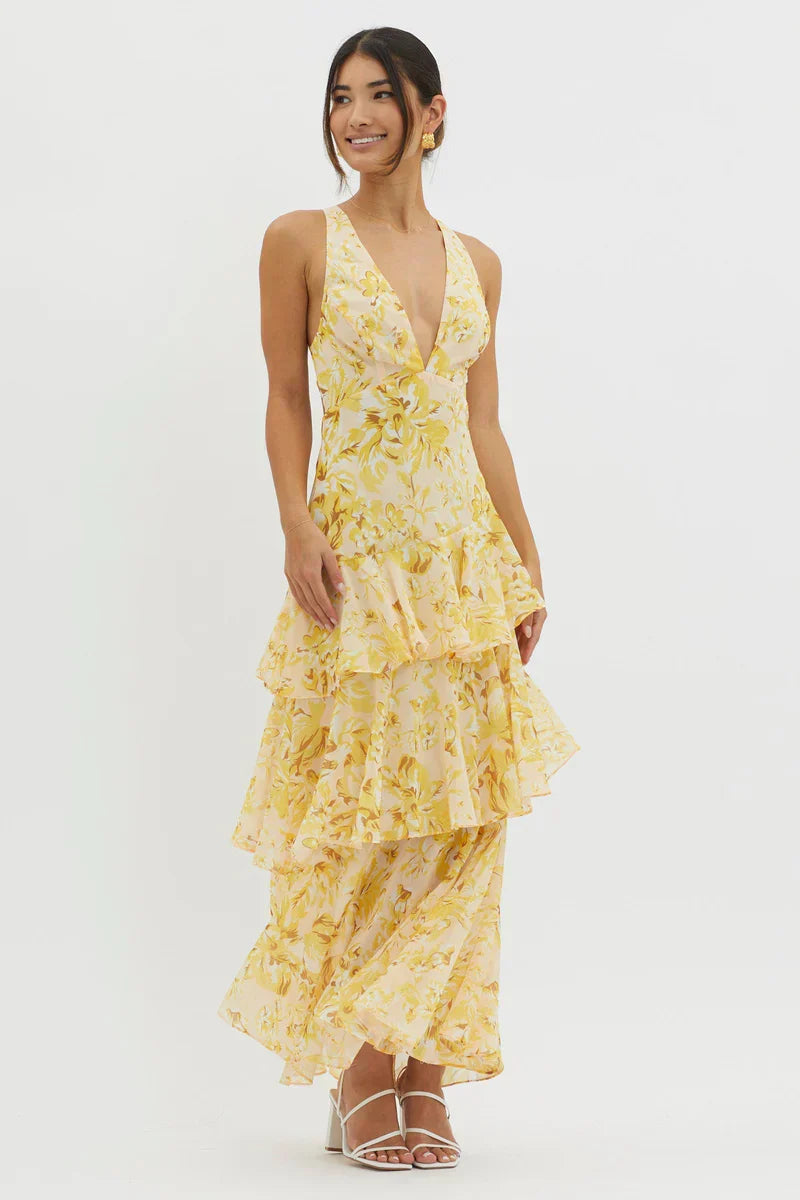 Flavia | Abito midi floreale con tasche