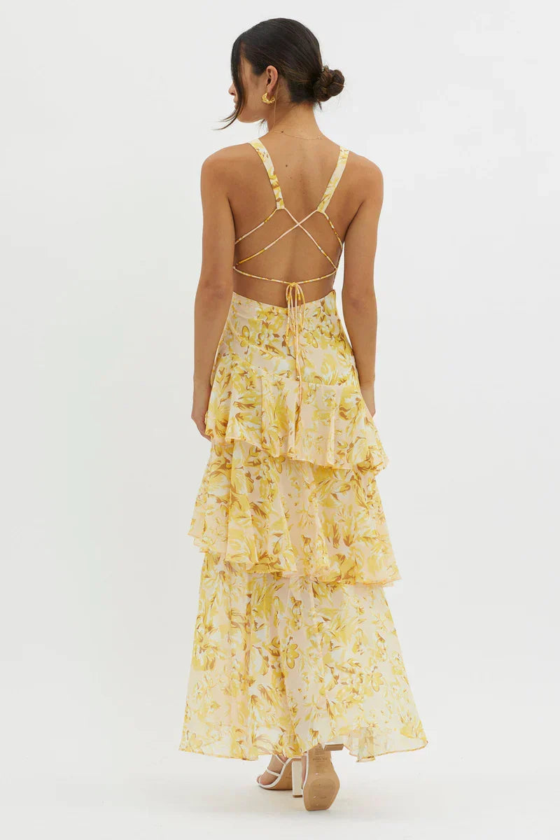 Flavia | Abito midi floreale con tasche