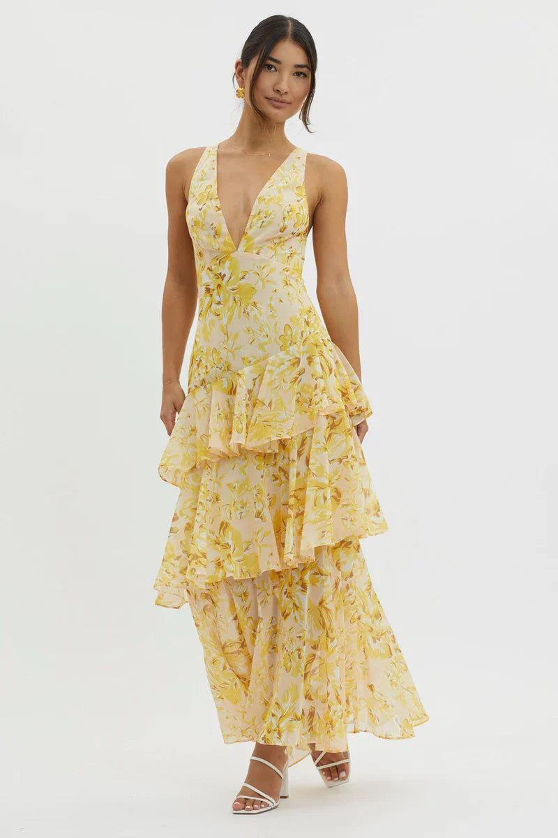 Flavia | Abito midi floreale con tasche