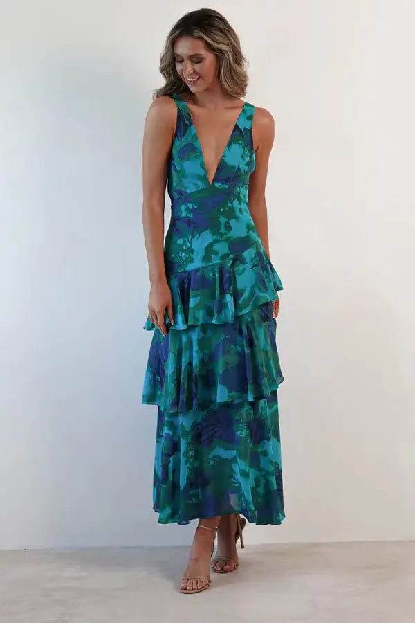 Flavia | Abito midi floreale con tasche