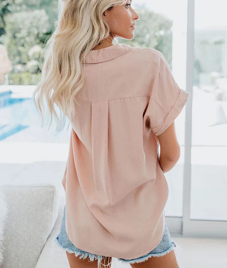 Tosca | Blusa in lino con bottoni e maniche arrotolabili