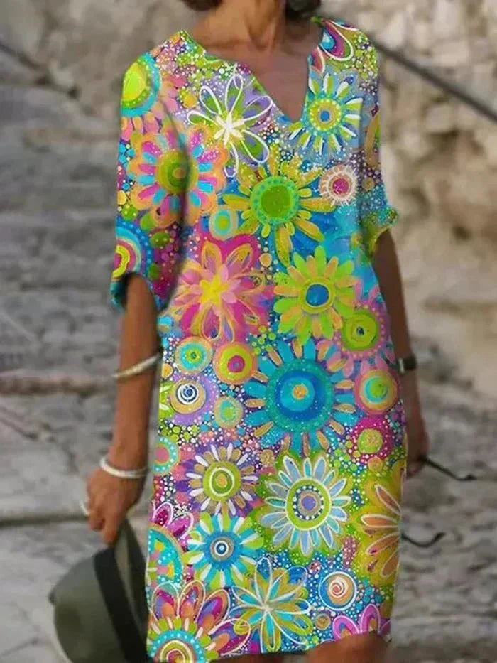 Ester | Abito midi floreale con scollo a V