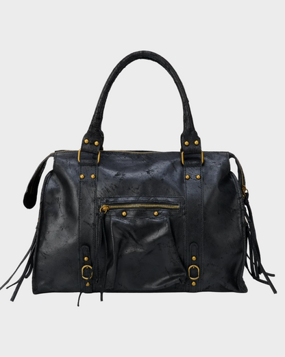 Adua borsa a spalla donna grande con zip e borchie, foto 1