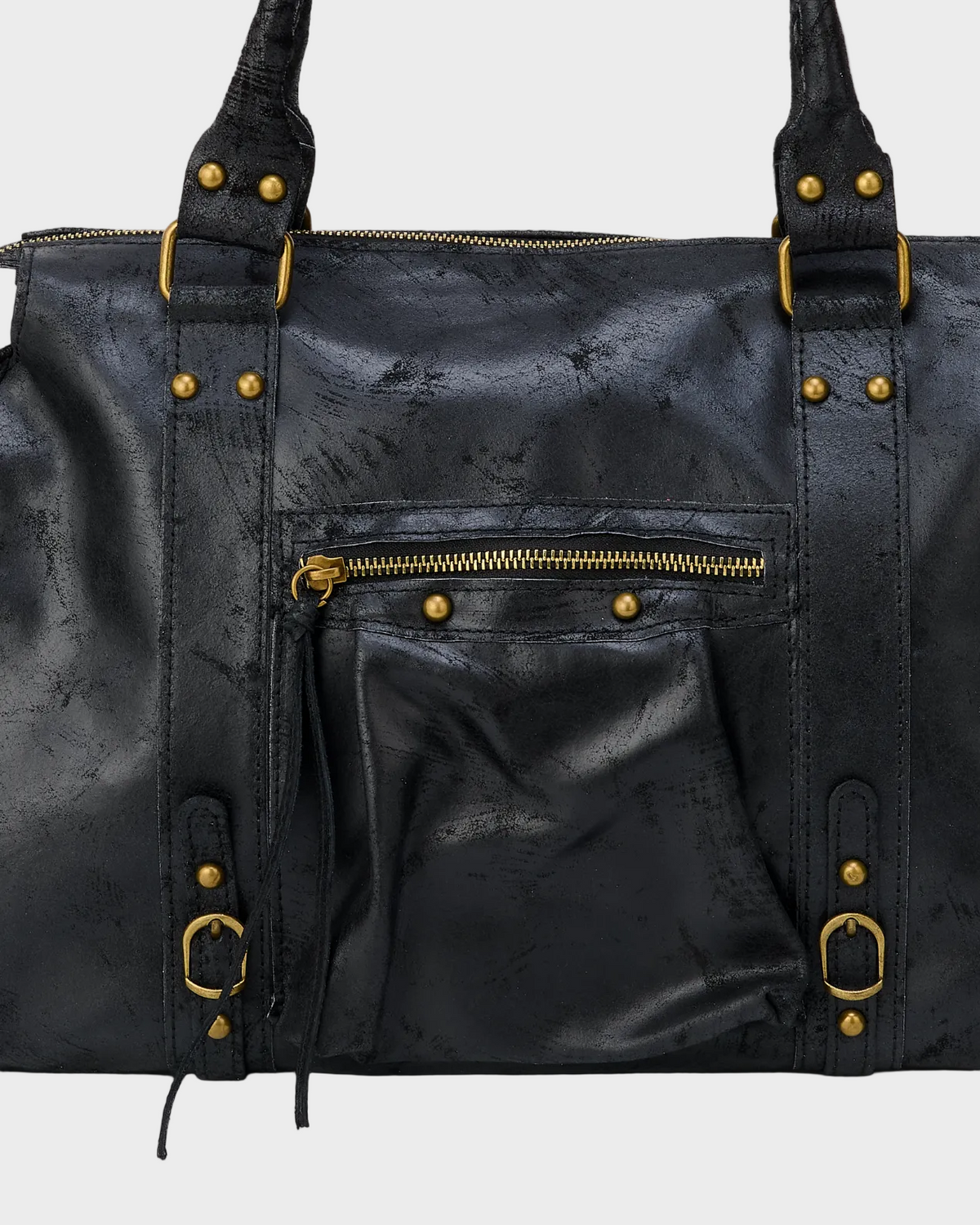 Adua borsa a spalla donna grande con zip e borchie, foto 3