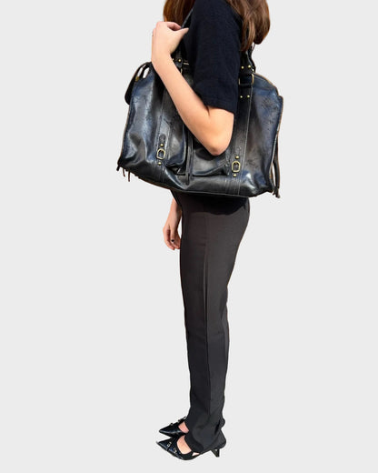 Adua borsa a spalla donna grande con zip e borchie, foto 7