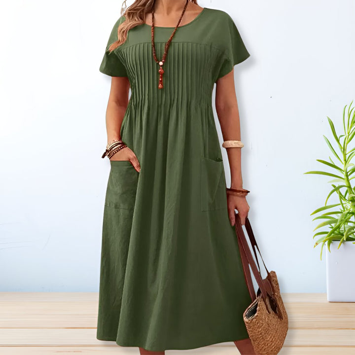 Clelia | Abito midi a maniche corte con tasche