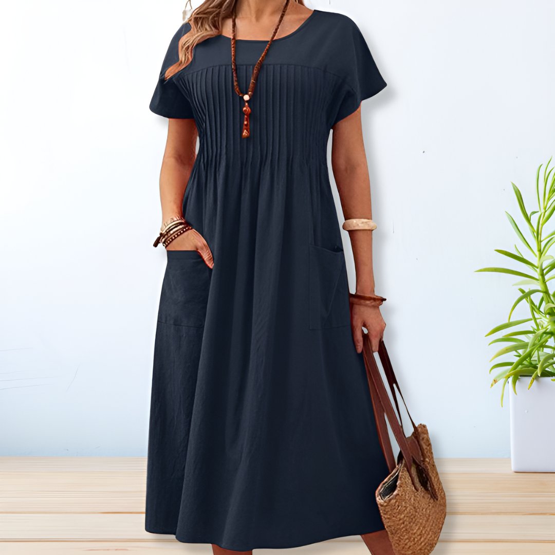 Clelia | Abito midi a maniche corte con tasche