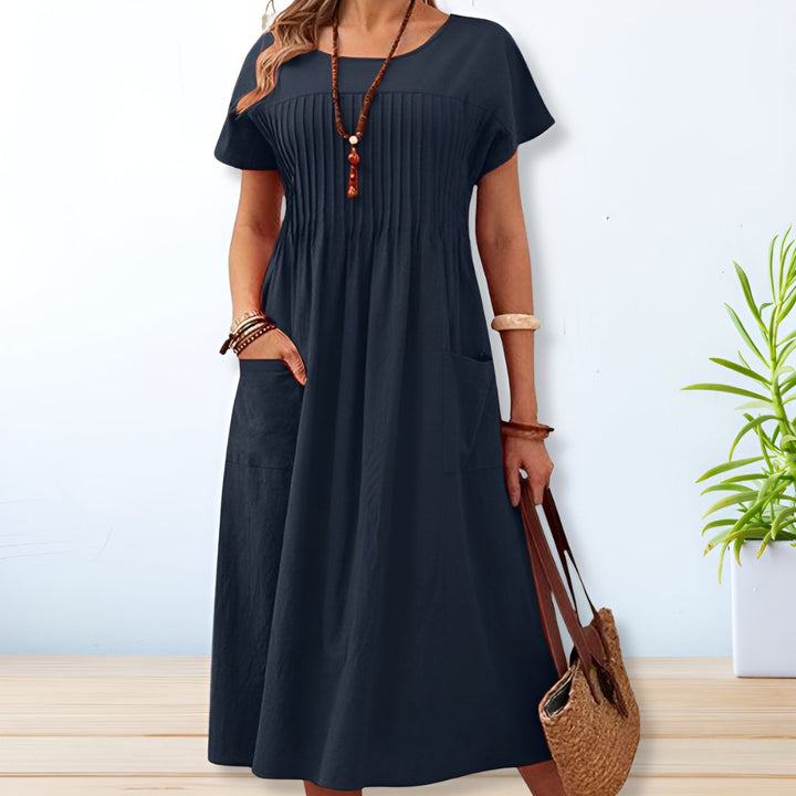 Clelia | Abito midi a maniche corte con tasche