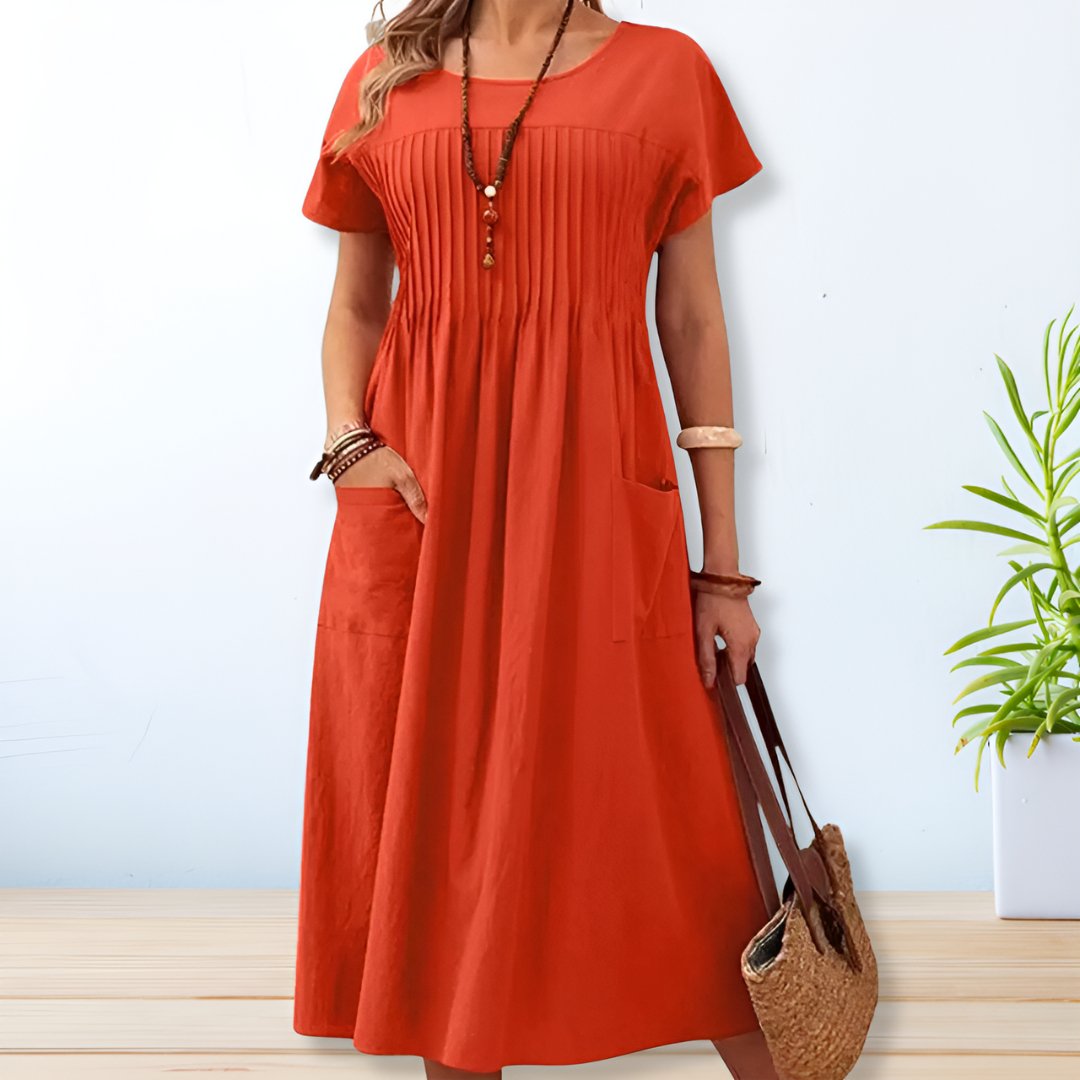 Clelia | Abito midi a maniche corte con tasche