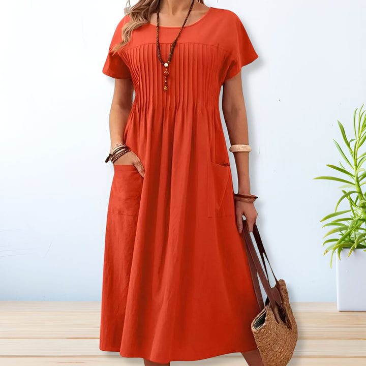 Clelia | Abito midi a maniche corte con tasche