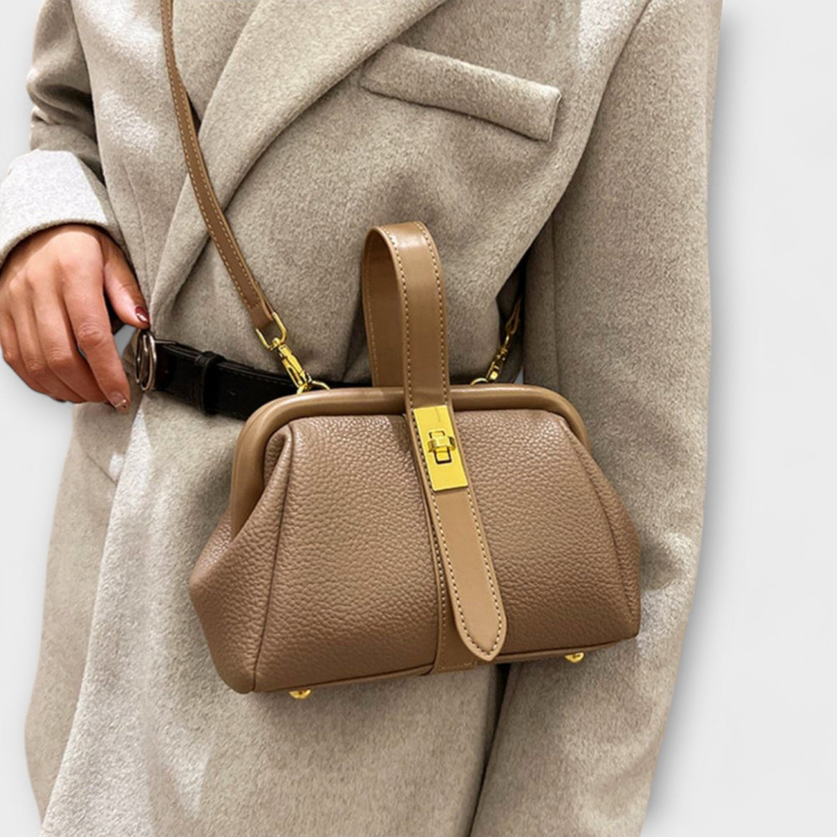 Amarilli borsa a mano donna stile retrò con chiusura girevole e tracolla, foto 2