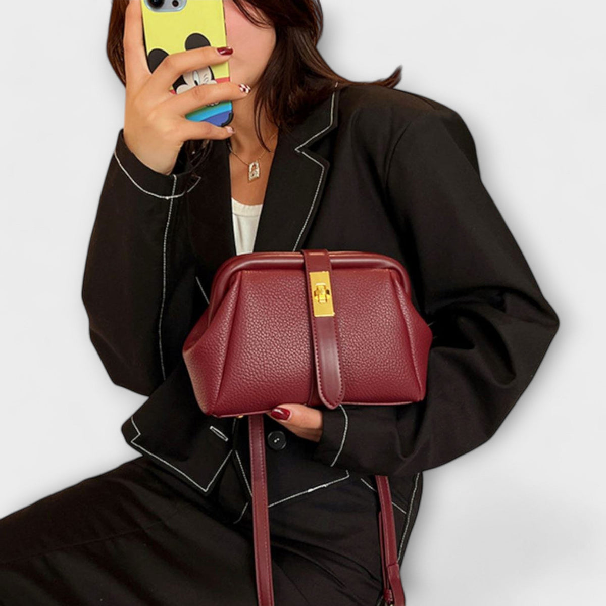 Amarilli borsa a mano donna stile retrò con chiusura girevole e tracolla, foto 6