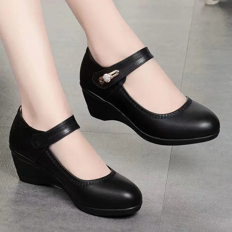 Angiola scarpe mary jane donna con zeppa e cinturino regolabile, foto 5