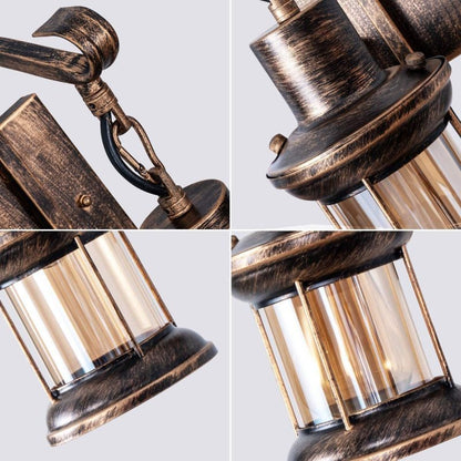 Applique a lanterna in metallo industriale retrò bronzo e nero da interno