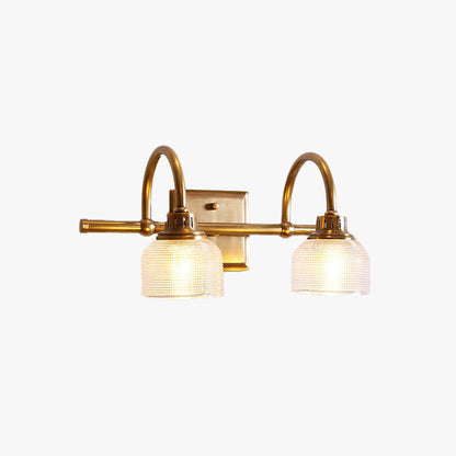 Applique da bagno in ottone anticato con vetro prismatico, lampada da parete a una, due o tre luci