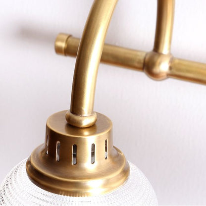 Applique da bagno in ottone anticato con vetro prismatico, lampada da parete a una, due o tre luci