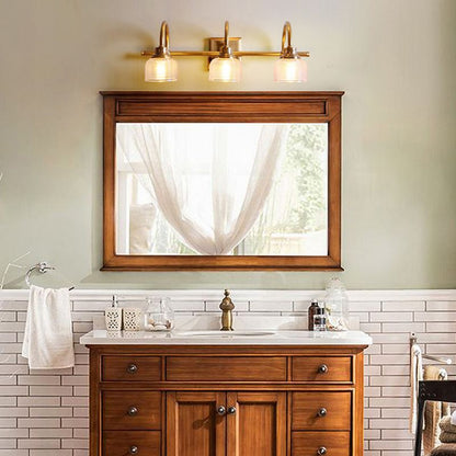 Applique da bagno in ottone anticato con vetro prismatico, lampada da parete a una, due o tre luci