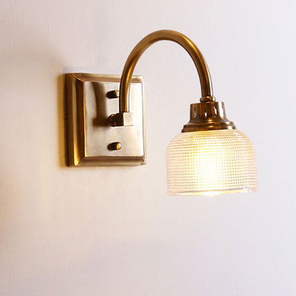 Applique da bagno in ottone anticato con vetro prismatico, lampada da parete a una, due o tre luci
