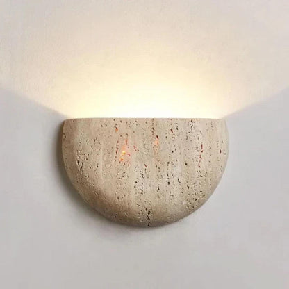 Applique da parete retrò wabi sabi in pietra con design a mezzaluna