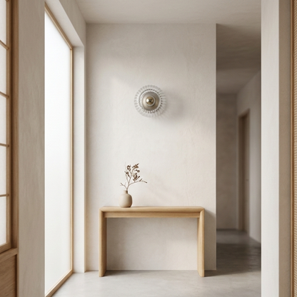 Applique da parete rotonda in vetro rigato in stile scandinavo