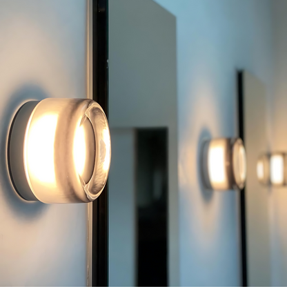 Applique LED nordica in acrilico con incavo, in ambra, grigio o bianco