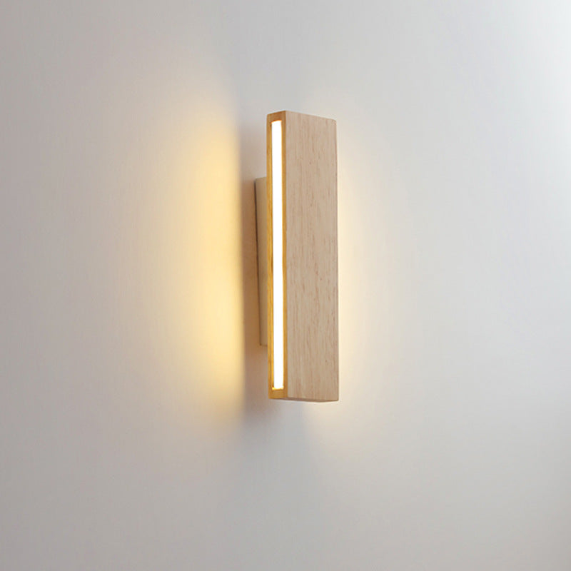Applique LED rettangolare in legno naturale japandi minimalista per comodino