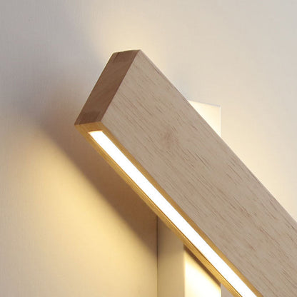 Applique LED rettangolare in legno naturale japandi minimalista per comodino