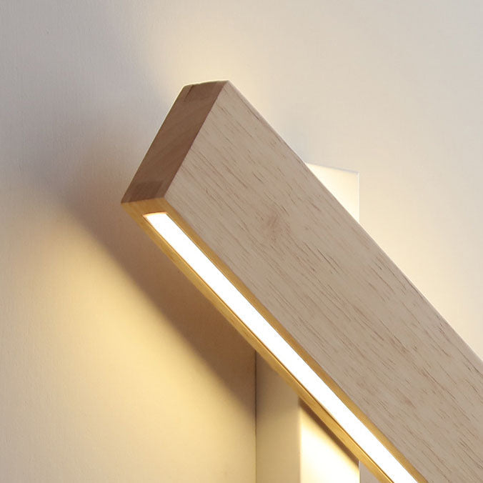 Applique LED rettangolare in legno naturale japandi minimalista per comodino