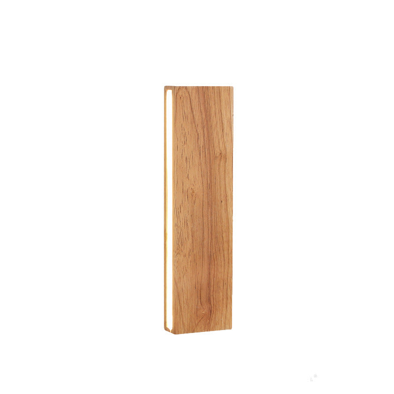 Applique LED rettangolare in legno naturale japandi minimalista per comodino